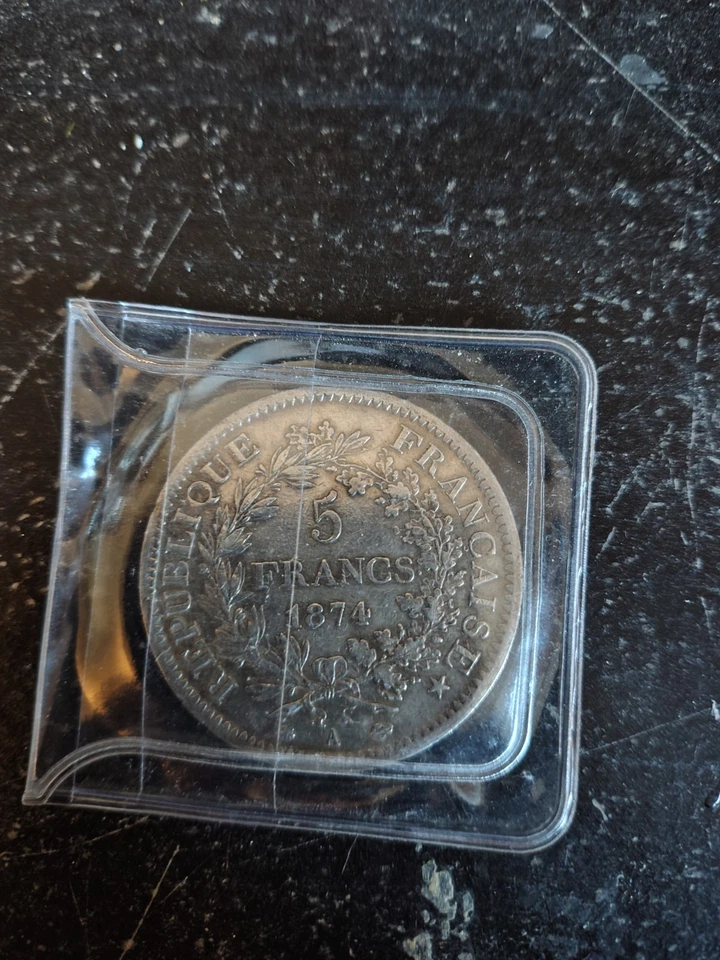 pièces 5 Fr Hercule argent France,1874, Superbe État - Photo 1/2