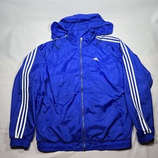 Vintage Adidas Jacket Men s XL Blue 3 Stripe Full Zip Track Retro Y2K Hooded