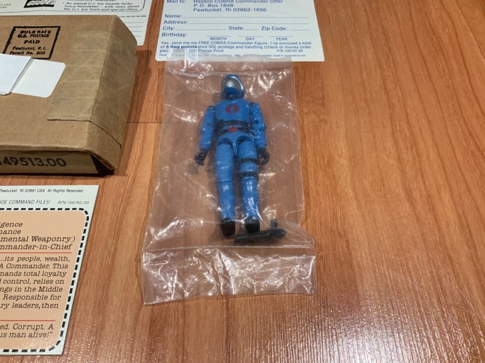 GI JOE Cobra Commander 1982 caja conjunto correo bolsa sellada tarjeta de archivo recta sin cortar Foto 2 de 4