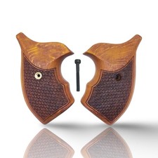 Zib Real Wood J  Frame Revolver Grips for S W, Round Butt, Fishscale Amber