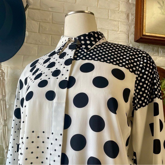 Calvin Klein Polka Dot Panel Patchwork Print Shir… - image 4
