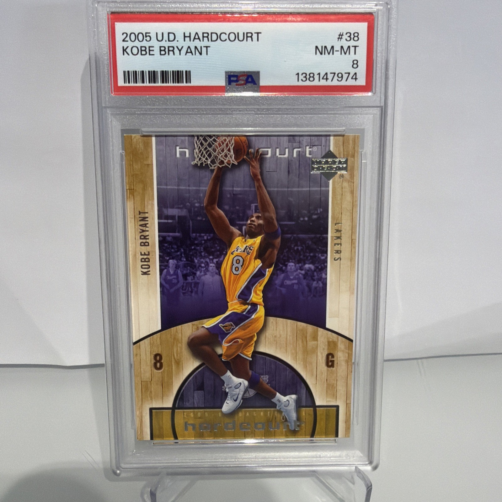 KOBE BRYANT 2005-06 UPPER DECK HARDCOURT BASKETBALL #38 LOS ANGELES LAKER PSA 8