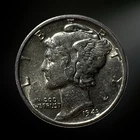 1943 P Philadelphia Mercury Silver Dime About Uncirculated (AU)
