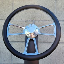14 Wheel W Black Wrap Fs Horn Hub 1964-66 Chevy Pontiac Olds Buick