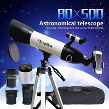 Skyoptikst 80-500mm Telescope 375x Magnification w/Tripod Phone Adapter Bag