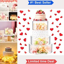 Acrylic Cake Stand Set of 3 Fillable Riser with LED Lights 7 9 11 Inch Clear