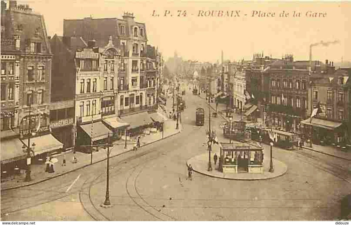 agrandissement carte postale ancienne Rue de Roubaix 59 MOUVAUX