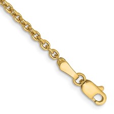 14K Yellow Gold 2.2mm Forzantine Cable 9 inch Anklet 3.35g for Mom