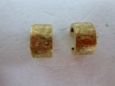 ELEGANT VINTAGE 585 14K BRUSHED MATTE GOLD WIDE HOOP HUGGY CLASSIC EARRINGS