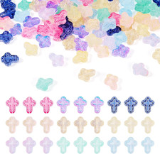 90Pcs Cross Bead Bulk Colorful Cross Spacer Beads Crucifix Loose Beads 9 Colors