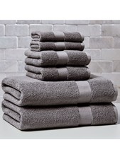 Better Homes Gardens Signature Soft Solid Cotton 6Piece Towel Set,Grey Flannel