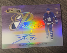 Timothy Liljegren 2020-21 UD Stature Proteges Rookie Patch Auto 01/24 Toronto RC