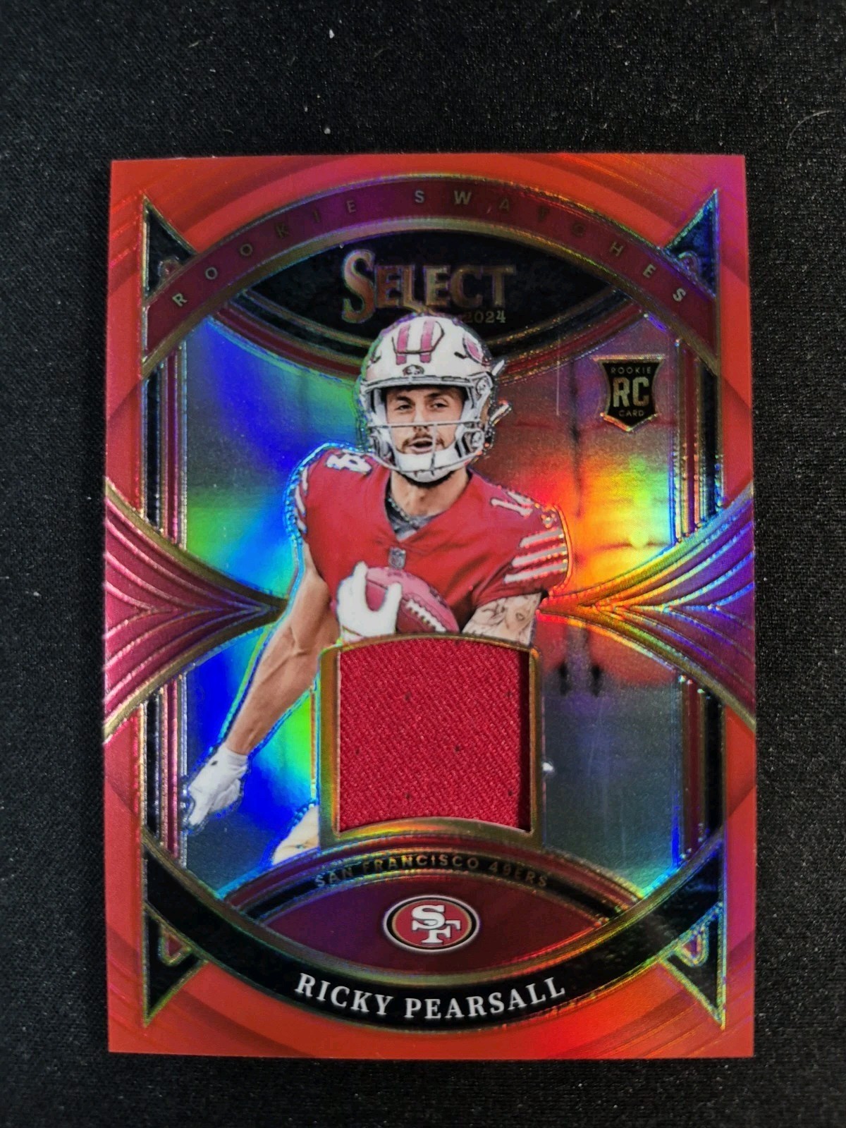 2024 Select Rookie Swatches Ricky Pearsall Red Prizm Patch RC #RS‑RPL 49ers