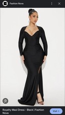 Brand New Fashion Nova Royalty Maxi Dress, Black, Size XL, Long Sleeves