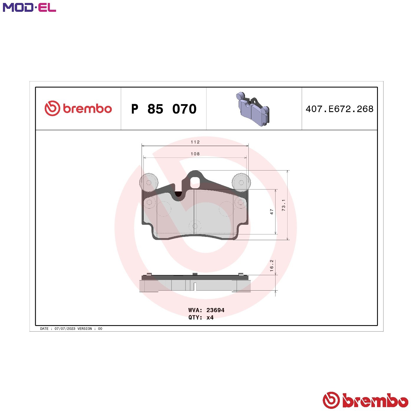 Brake Pads Set fits PORSCHE CAYENNE 9PA 3.2 Rear 03 to 07 M02.2Y Brembo Quality - Image 37