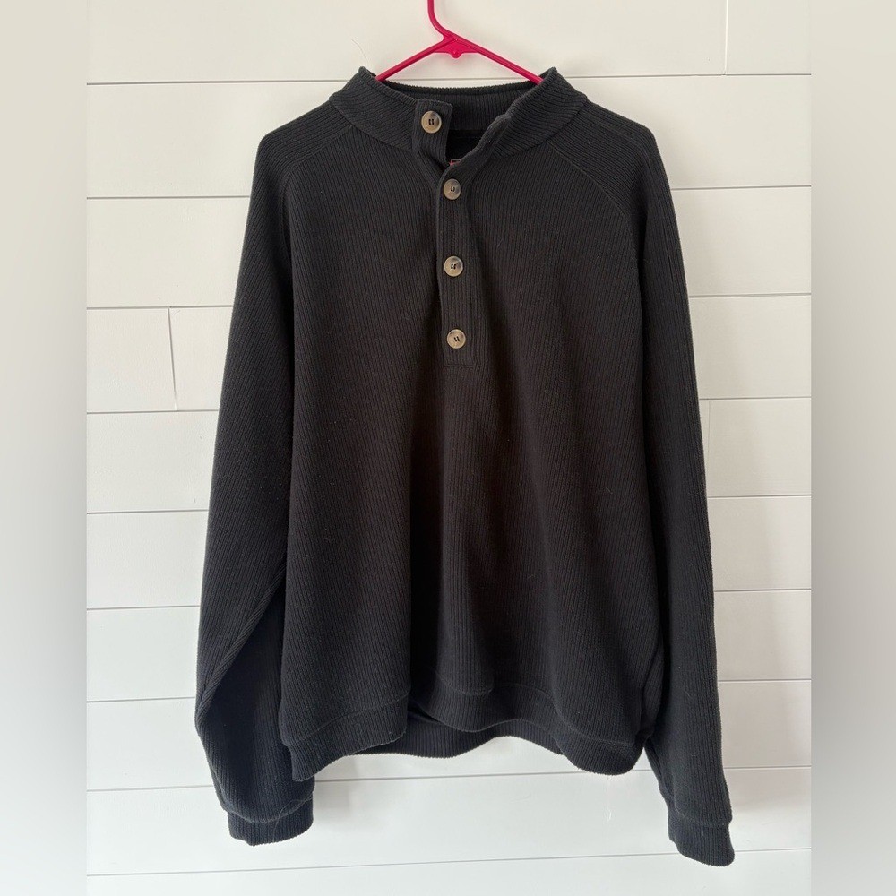 Straight Down Black Quarter Button Pullover Fleec… - image 4