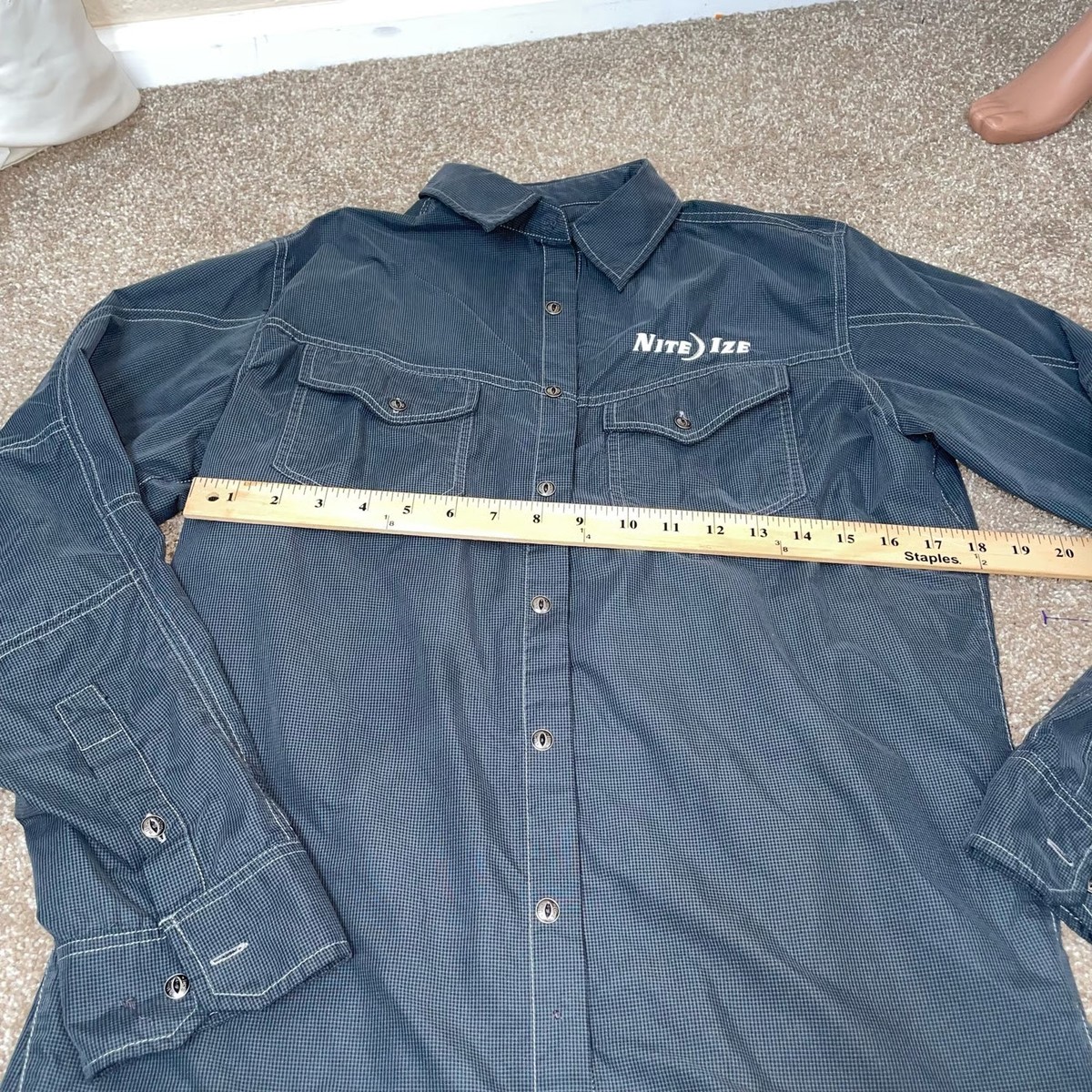 KUHL men's button up long sleeve steel grey NiteIze lightweight Nylon SZ MD View 4