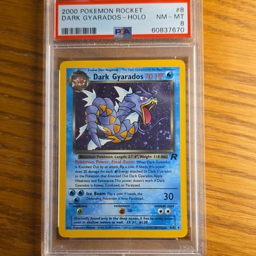 Pokémon TCG Dark Gyarados Holo Rare Team Rocket Unlimited 8/82 2000 PSA 8