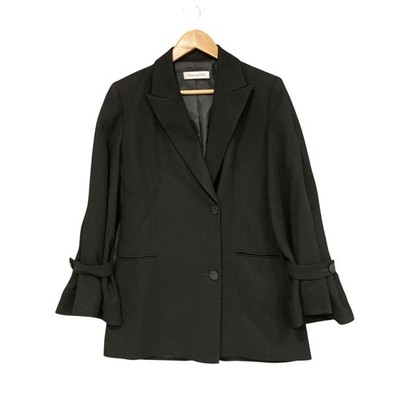 Bianca Spender Blazer Jacket Womens 10 Black Lined Fluted Sleeve Pant Suit