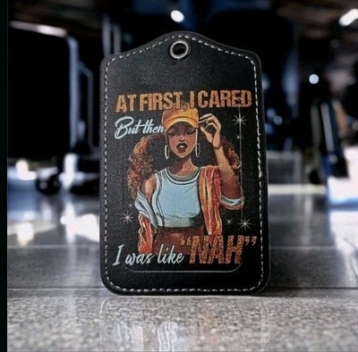Melanin Queen Boss Babe Keychain Key Fob Funny Saying ''At First I Cared'' Gift