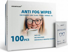 Anti Fog Wipes for Glasses 100-Pack  Pre-Moistened, Quick Dry  Scratch Free
