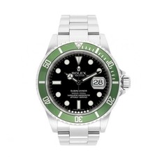 ROLEX SUBMARINER 40 REF. 16610LV KERMIT ACCIAIO INOX 2008 FULL SET LC100 SERVICE...