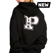 VICTORIA'S SECRET PINK IVY Fleece Campus Full Zip Hoodie M Black nwt