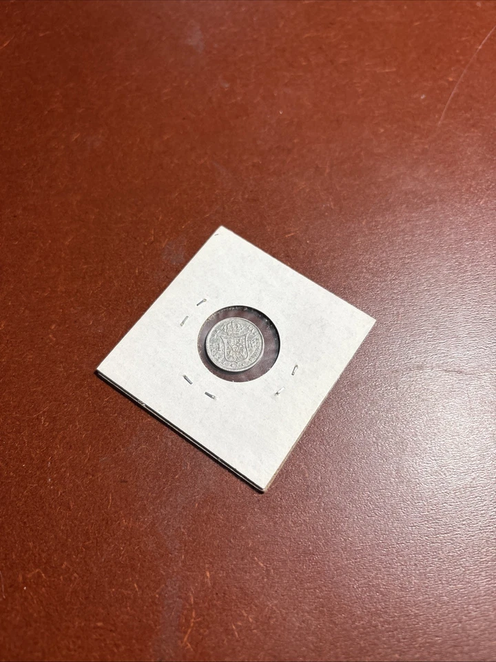 1860  Spanish Silver 1 Reales Genuine Antique 1800's Isabell II Coin AU/UNC - Image 4 of 4