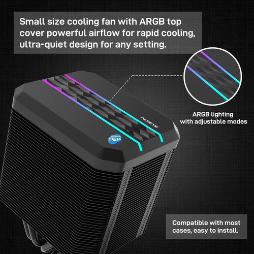 Waschbecken Prozessor CPU Gaming Kühler RGB 9CM 180W Tdp 1851 1700 1200 - Bild 2 von 5