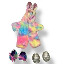 Build A Bear Clothes 2 Pair Shoes Lot Iridescent Shoes Bunny Glitter Body Suit