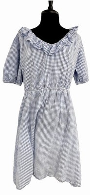 Draper James  RSVP Dress Blue/White Gingham   Lined Cottage Core Dress Size XL