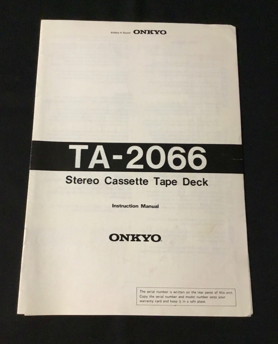 ONKYO TA-2066 Cassette Deck Original Instruction Manual
