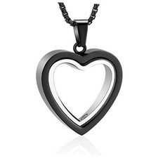 Glass Cremation Jewelry Necklace for Ashes Heart Memorial Lockets for Black