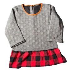 THML Girls Dress Sz Small Gray Knit And Buffalo Plaid Fall Dress