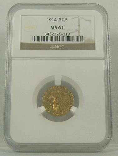1914 $2.5 Gold Indian Head Quarter Eagle NGC MS61