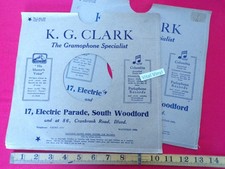 K G CLARK South Woodford and Ilford 2 x 78 rpm Advertising Sleeve WALL ART