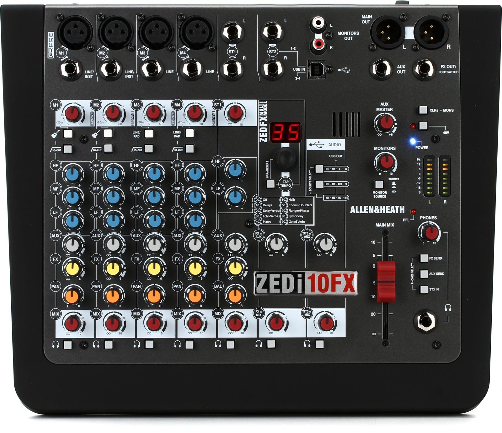 10-канальный микшер Allen - Heath ZEDi-10FX с аудиоинтерфейсом USB и эффектами 75690₽