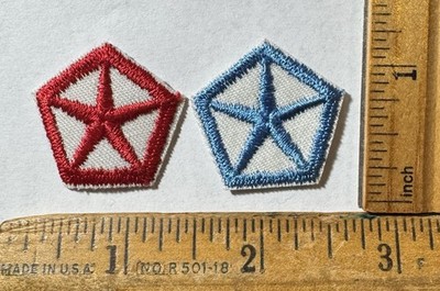 Vintage Lot Of 2 Chrysler Pentastar Logo Iron On 1  Patch Mopar Car Red & Blue