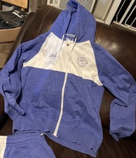 xl blue and white Gymshark Luxe Legacy full zip hoodie and pants matching set