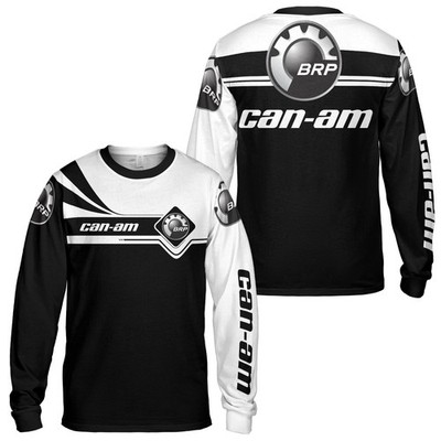 Custom Name Men's Can-Am BRP Team Motocross Black White Racing Long Sleeve Shirt