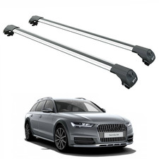 For Audi A6 C7 Allroad 2012-2019 Roof Rack Cross Bars Raised Rail Black