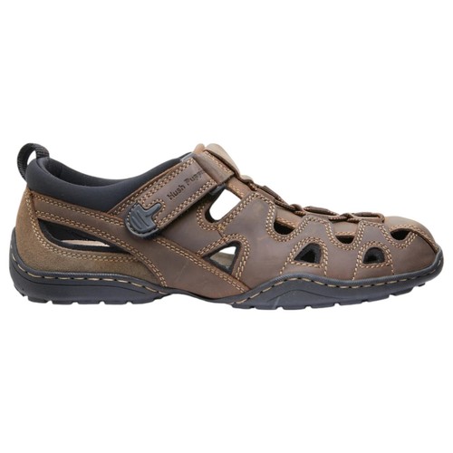 Mens Hush Puppies Sentry Brown Sandals Leather Summer Shoes - Picture 2 of 7