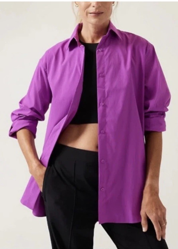 Athleta Performance Oversized Button Up Poplin To… - image 1