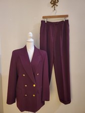 VNTG Talbots Burgundy 100 Wool 2pc Suit Academia Preppy Old Money Classic 12 L