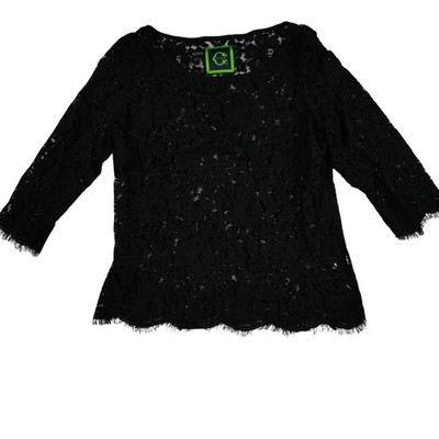 C Wonder Floral Fairy Grunge Blouse 8 Black Lace Whimsygoth Indie Romantic Y2K