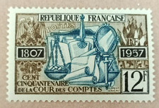 5D1-Timbre France YT 1107 neuf ** année 1957 "cour des comptes"