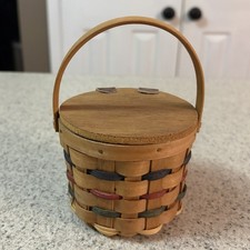 The Boyds Collection Small Round Basket with Attached Lid