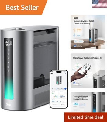 60HR Runtime Silver Humidifier with Adjustable Mist for Bedroom & Nursery Needs