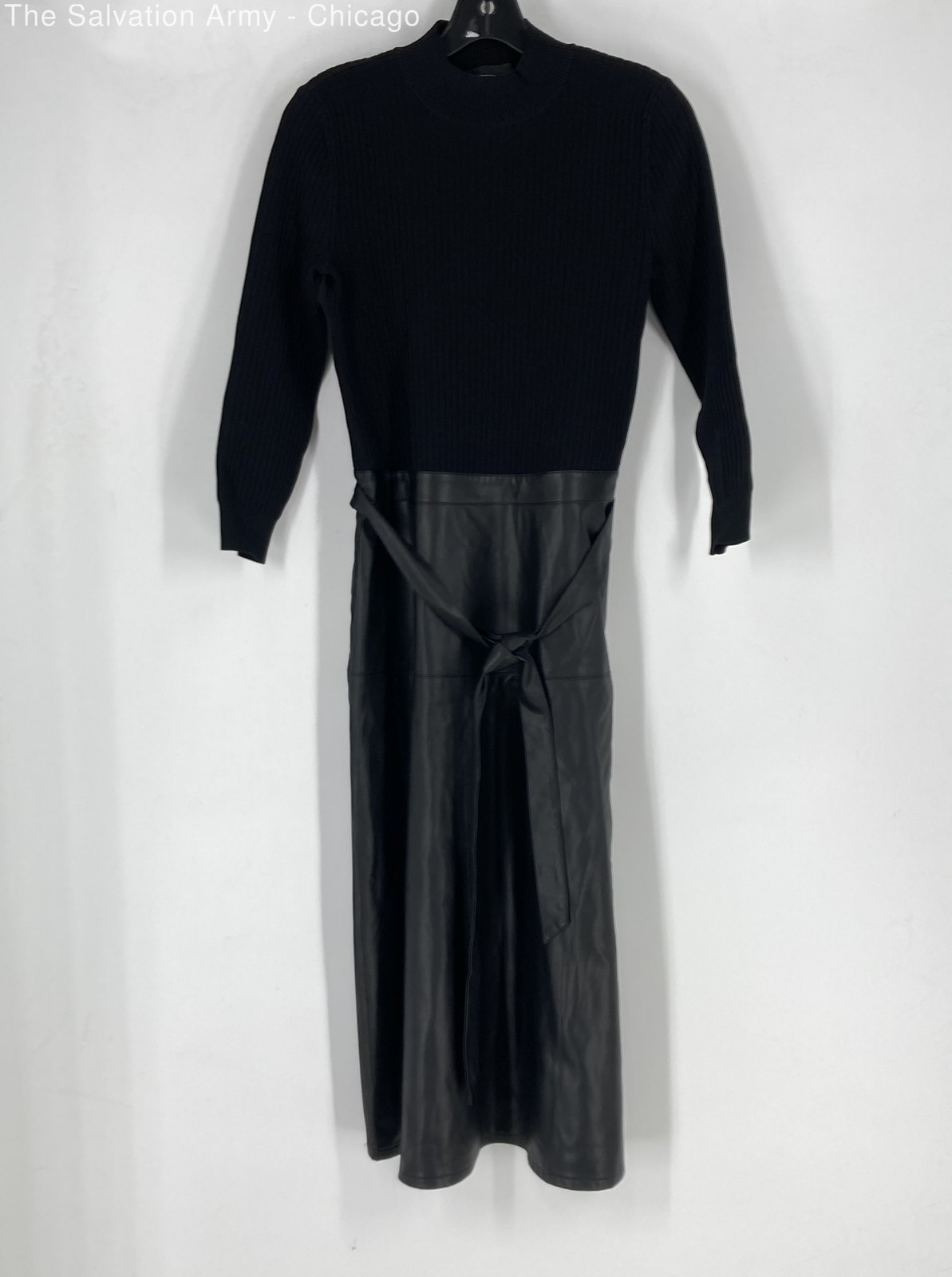 White House Black Market Womens Black Long Sleeve Mock Neck Sweater Dress Size 6