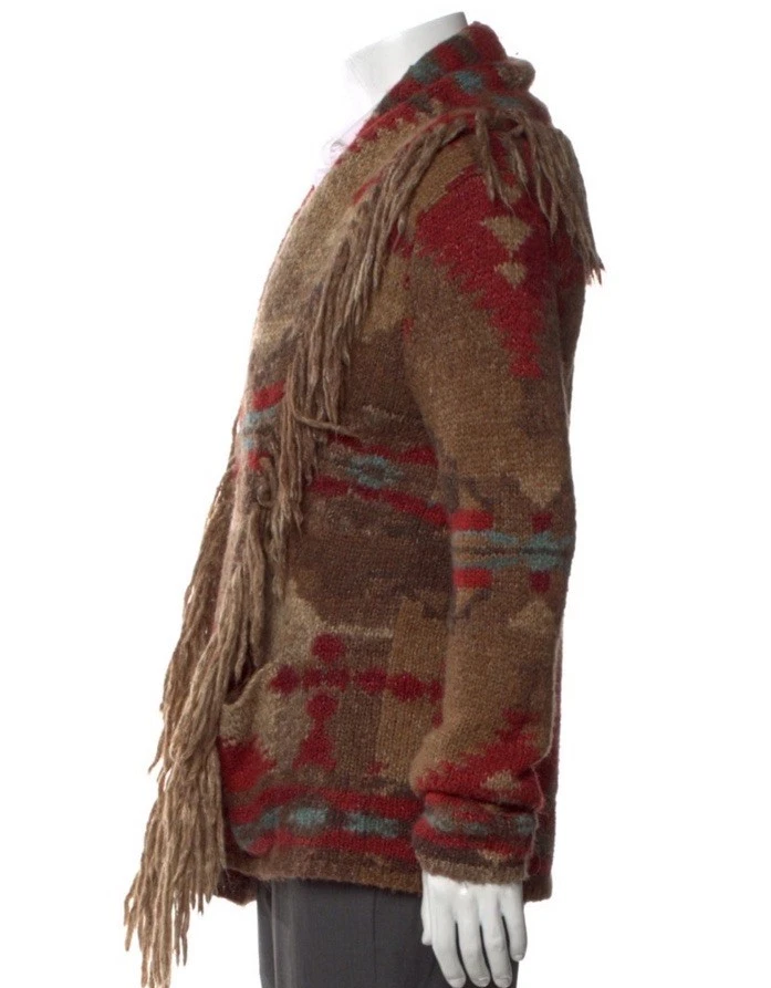 Ralph Lauren Pequeño Suéter RRL Polo Cárdigan Suroeste Azteca Flecos Rojo De Colección Foto 4 de 4